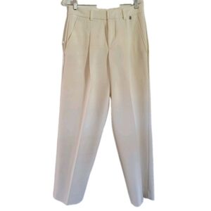 Bogner Ponte Pleated Trouser Pants Slacks Ivory Dress Office Quiet Luxury Size 8